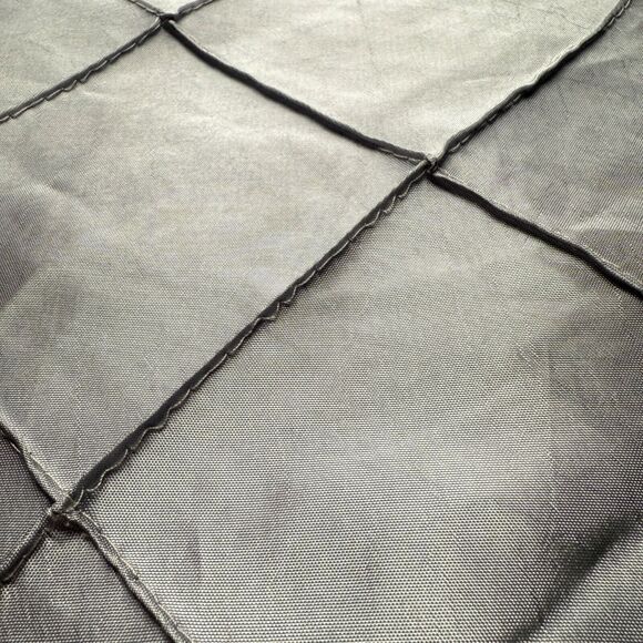 96" Round Robins Egg Blue Satiny Tablecloth With Square Stitched Pattern - Picture 3 of 5